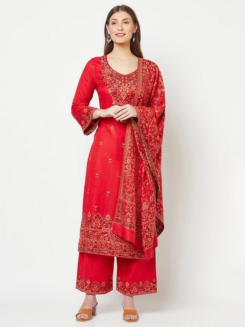 safaa-red-woven-pattern-unstitched-dress-material