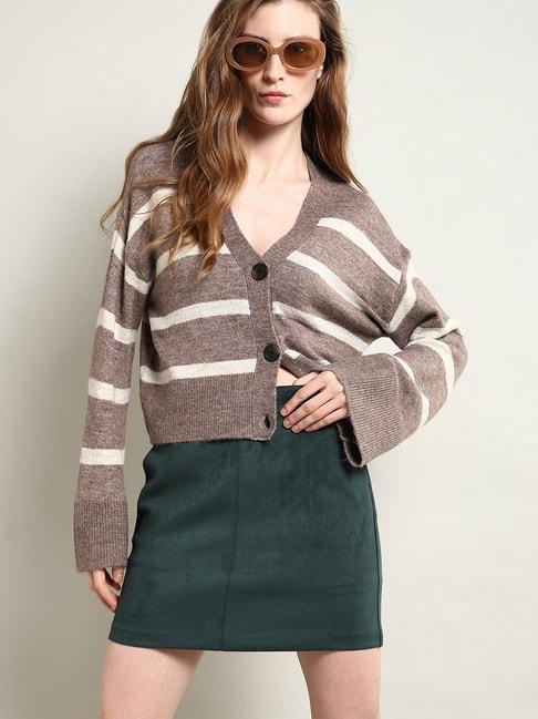 vero-moda-brown-&-white-striped-cardigan