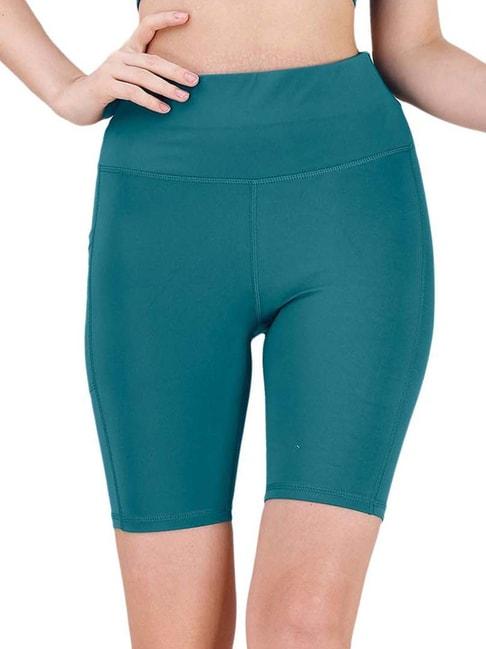 soie-teal-green-high-rise-sports-shorts