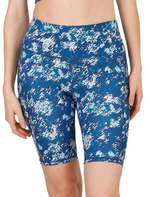 soie-blue-printed-high-rise-sports-shorts