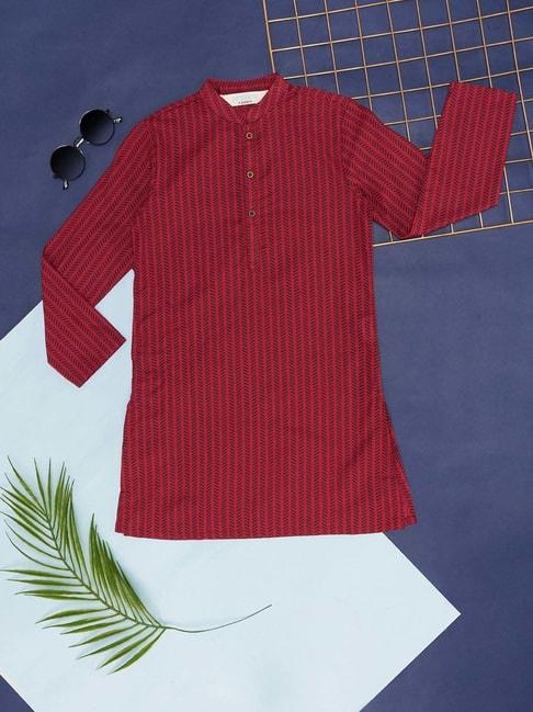indus-route-by-pantaloons-kids-red-cotton-printed-full-sleeves-kurta