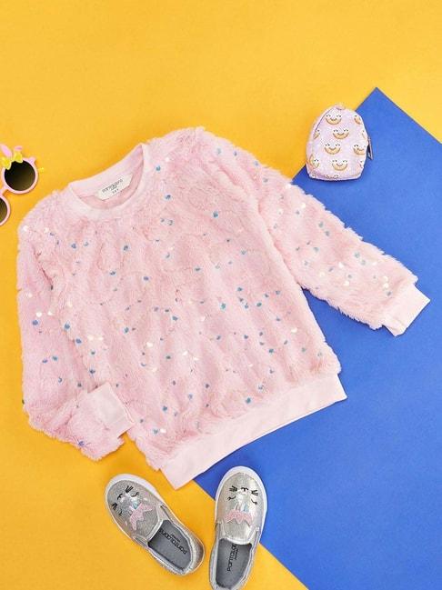 pantaloons-junior-peach-embellished-full-sleeves-sweatshirt