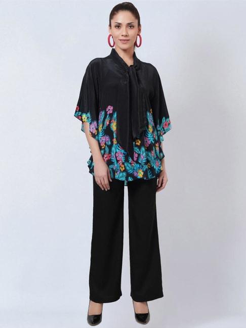 first-resort-by-ramola-bachchan-black-&-yellow-floral-bow-tie-top
