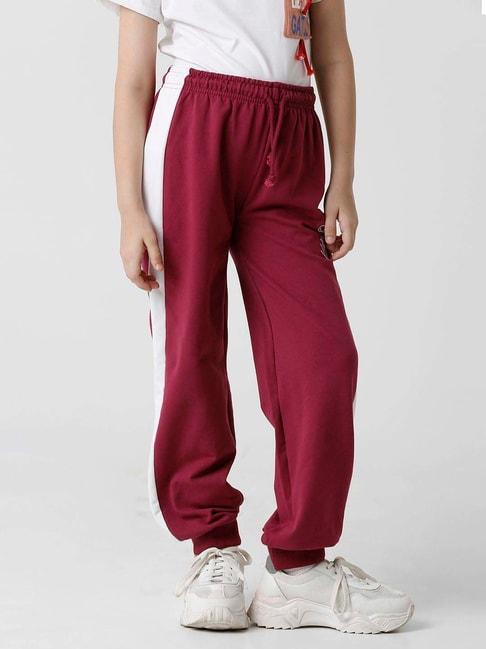 kate-&-oscar-kids-wine-&-white-cotton-embroidered-trackpants