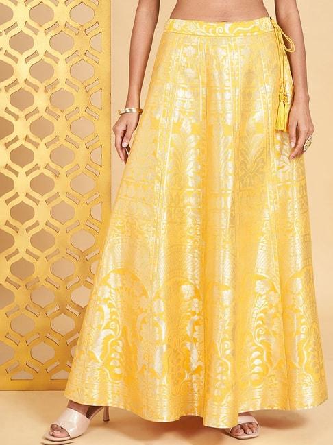 rangmanch-by-pantaloons-yellow-embroidered-skirt