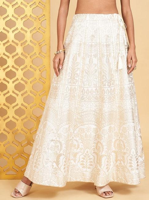 rangmanch-by-pantaloons-white-embroidered-skirt