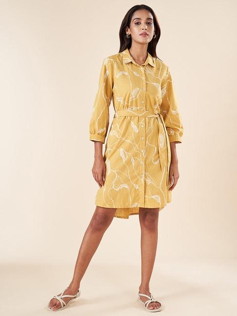akkriti-by-pantaloons-yellow-cotton-printed-shirt-dress
