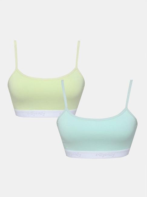 sillysally-kids-green-solid-sports-bra-(pack-of-2)