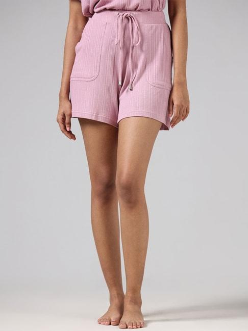 wunderlove-by-westside-pink-self-striped-shorts
