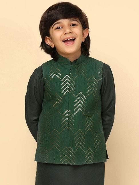 kisah-kids-green-embellished-nehru-jacket