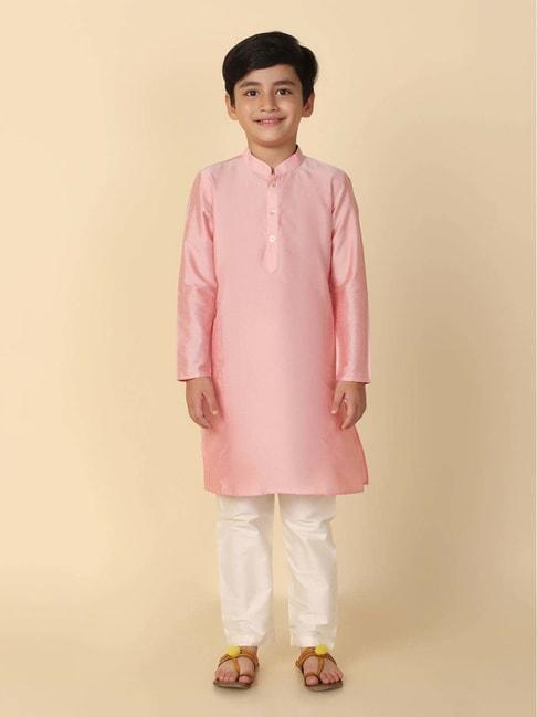 kisah-kids-pink-&-white-regular-fit-full-sleeves-kurta-set