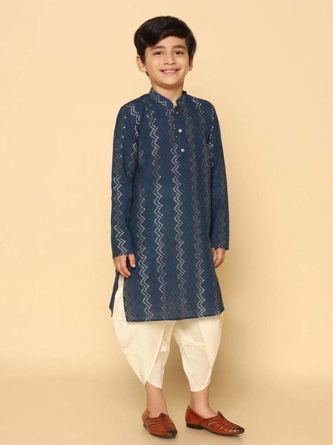 kisah-kids-blue-&-white-embroidered-full-sleeves-kurta-set