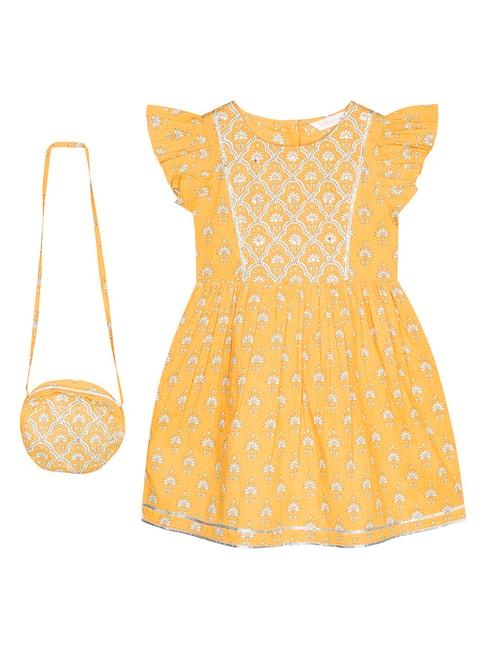 budding-bees-kids-mustard-floral-print-dress-with-sling-bag