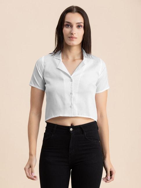 moomaya-white-regular-fit-cropped-shirt