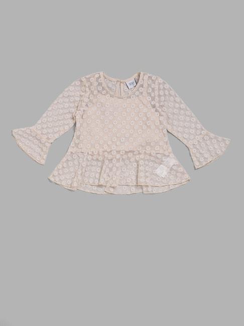 hop-kids-by-westside-beige-floral-embroidered-net-top-with-inner