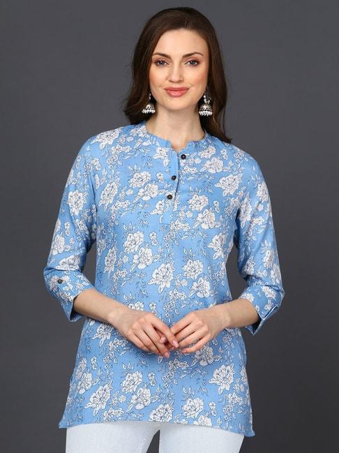 vaamsi-blue-floral-print-tunic