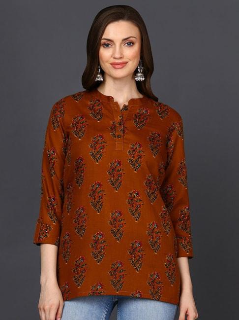 vaamsi-brown-printed-tunic