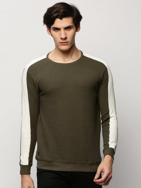 showoff-olive-slim-fit-self-pattern-sweatshirt