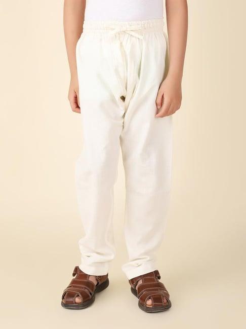 fabindia-kids-off-white-solid-pyjamas