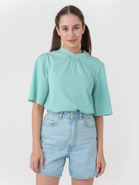 zink-london-turquoise-regular-fit-top