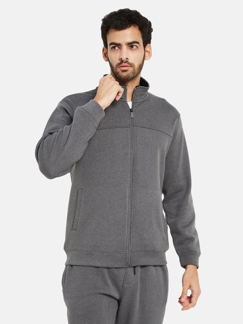 octave-grey-melange-regular-fit-high-neck-sweatshirt