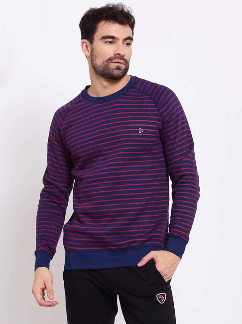 sporto-navy-regular-fit-striped-sweatshirt