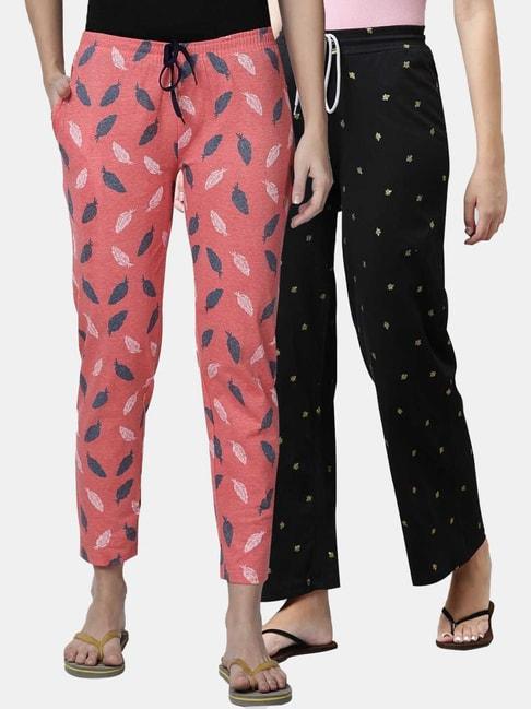kryptic-black-&-coral-printed-pyjamas-(pack-of-2)