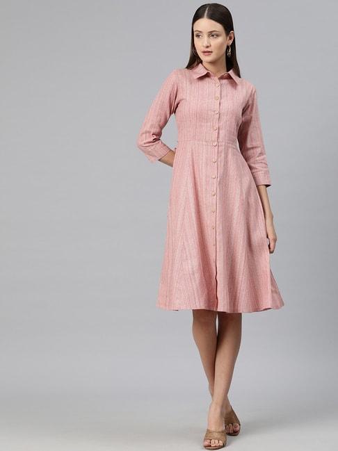 cottinfab-peach-cotton-regular-fit-shirt-dress