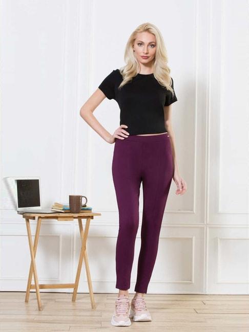 van-heusen-purple-mid-rise-sports-track-pants