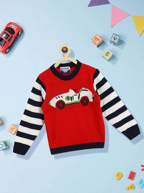 nauti-nati-kids-red-&-white-printed-full-sleeves-sweater
