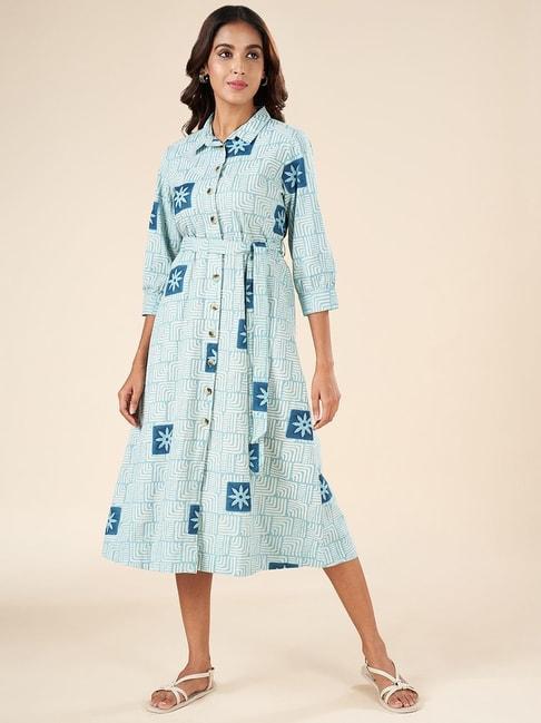 akkriti-by-pantaloons-blue-cotton-printed-a-line-dress