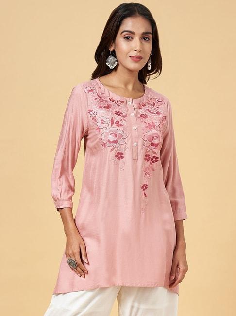 rangmanch-by-pantaloons-pink-embroidered-tunic