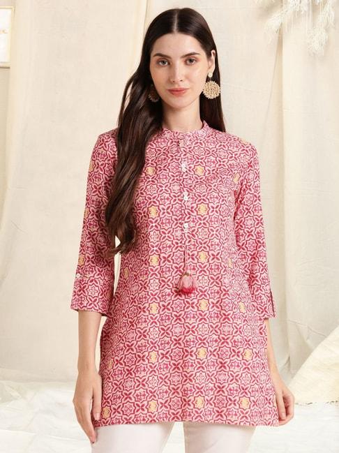 mirchi-fashion-pink-cotton-printed-a-line-short-kurti
