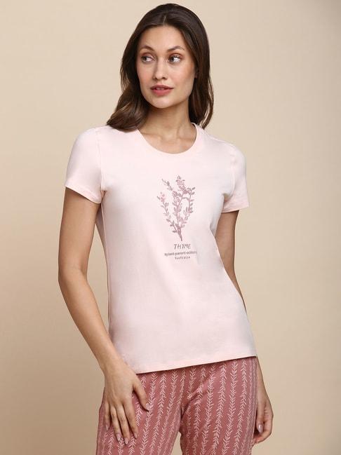 van-heusen-peach-cotton-printed-t-shirt