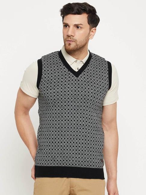duke-black-&-dark-grey-regular-fit-self-pattern-sweater