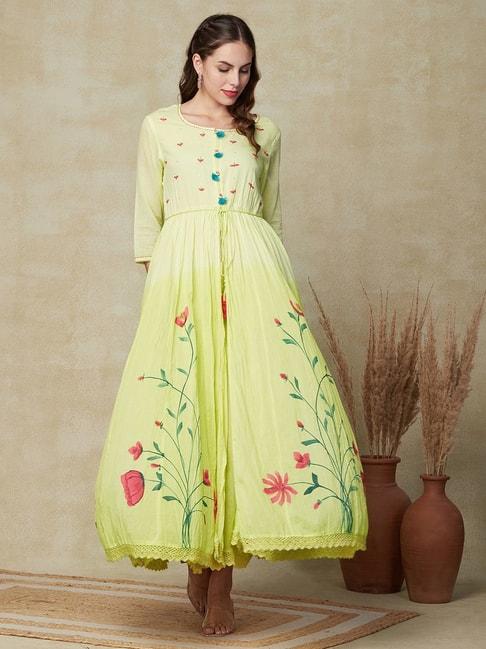 fashor-yellow-cotton-floral-print-maxi-dress