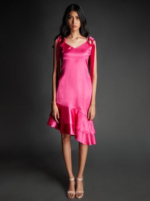 emblaze-pink-asymmetrical-ruffle-dress
