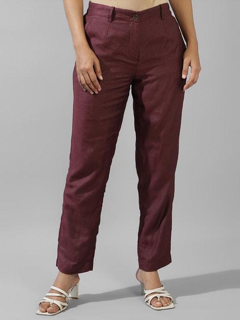 fabindia-maroon-mid-rise-pants