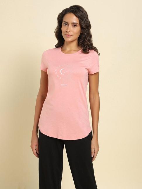van-heusen-pink-printed-t-shirt