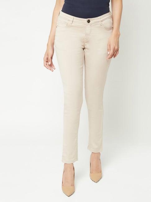 crimsoune-club-beige-blended-slim-fit-slim-fit-mid-rise-jeans