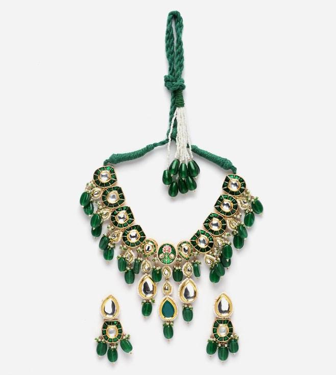 dugristyle-green-&-gold-necklace-with-earring-jewellery-set-with-kundan-&-pearls