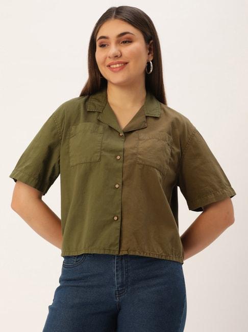 bene-kleed-olive-cotton-relaxed-fit-shirt