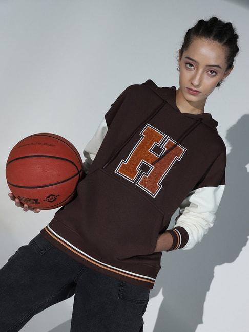 hubberholme-brown-cotton-graphic-print-hoodie