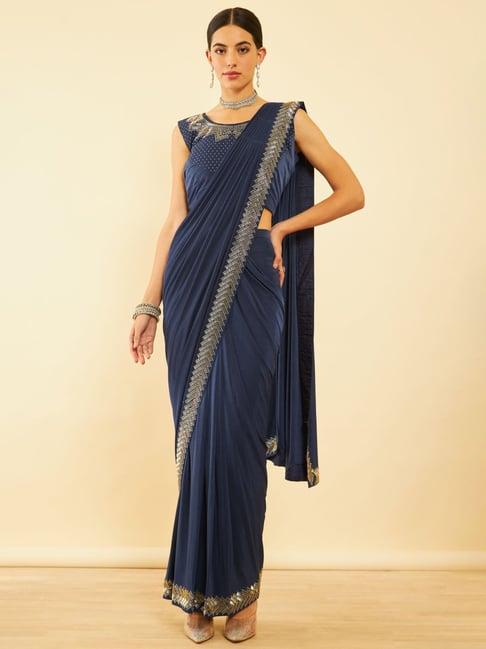 soch-women-spandex-blue-embellished-ready-to-wear-saree-with-readymade-blouse