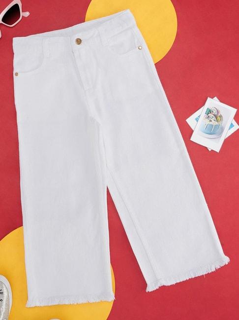 pantaloons-junior-white-solid-trousers