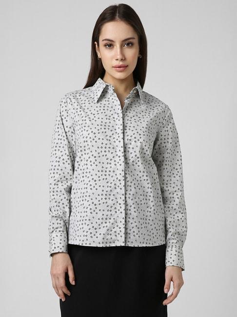 van-heusen-grey-cotton-floral-print-shirt