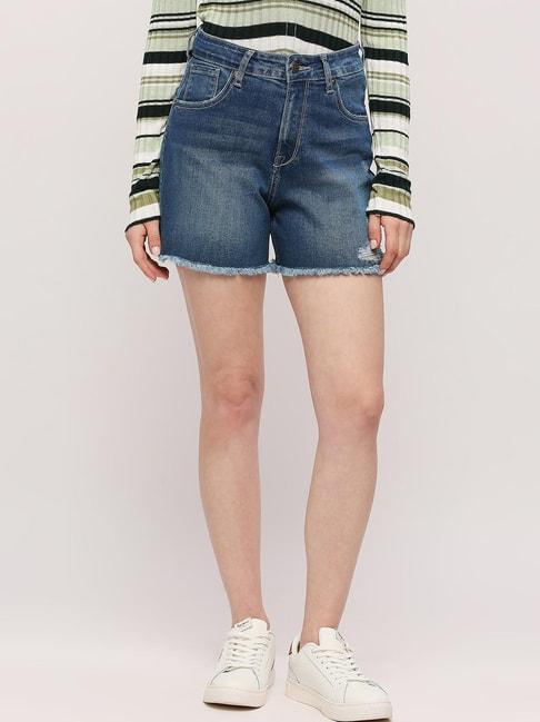 pepe-jeans-blue-high-rise-shorts
