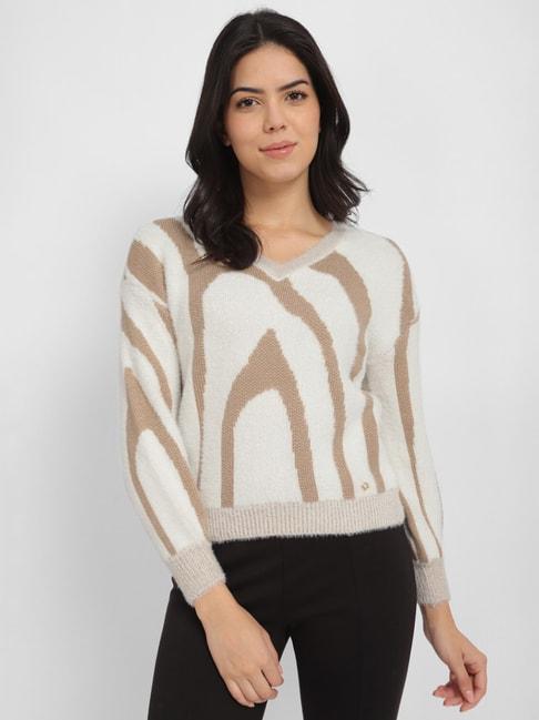allen-solly-white-&-brown-printed-sweater