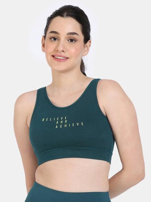 zelocity-by-zivame-green-sports-bra-with-removable-padding