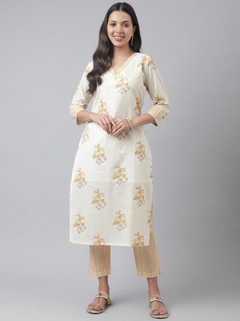 kiana-cream-&-yellow-cotton-printed-kurta-pant-set